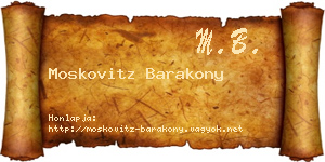 Moskovitz Barakony névjegykártya